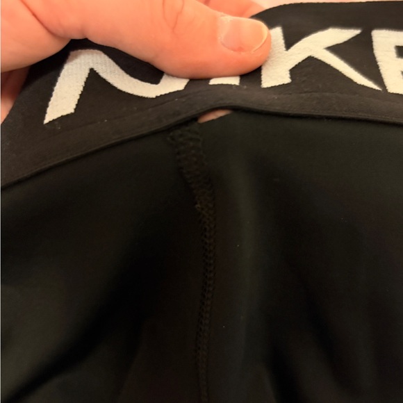 Nike Black Pro Elastic-Waist Bike Shorts with White Swoosh - Picture 2 of 3